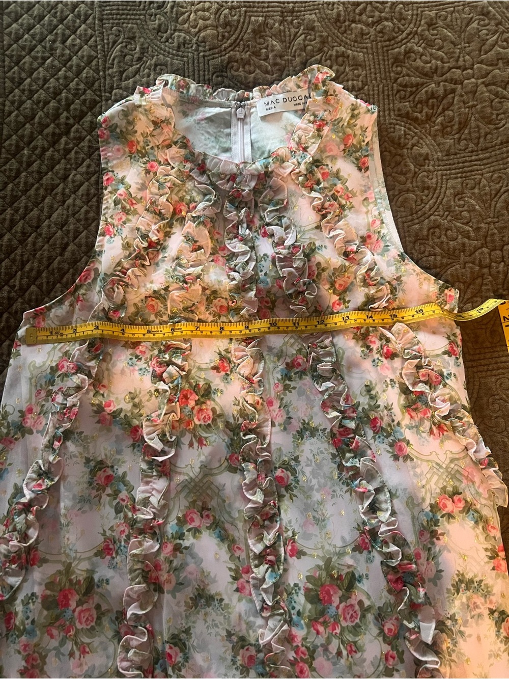 Sleeveless Pink Floral Ruffle Maxi Dress - Picture 8 of 9